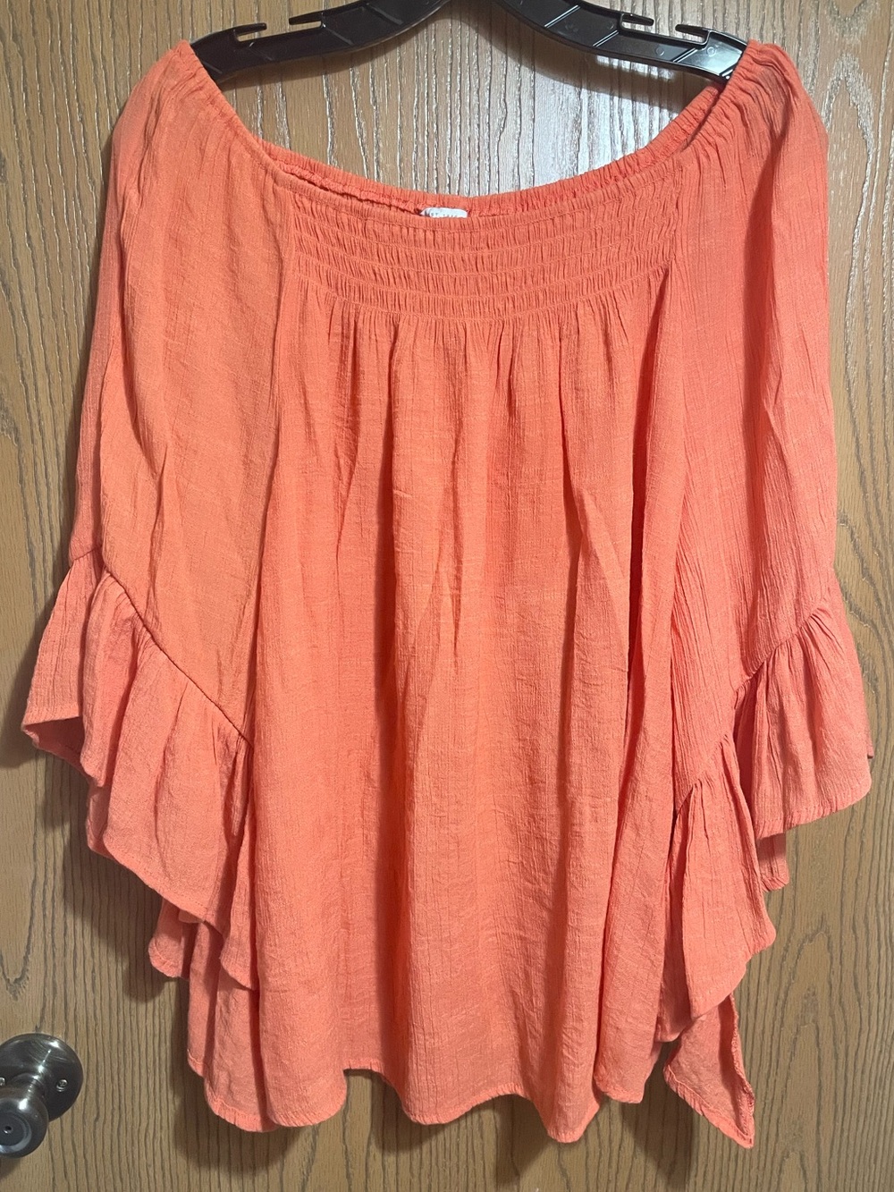 Cato Orange Off-Shoulder Ruffle Top
